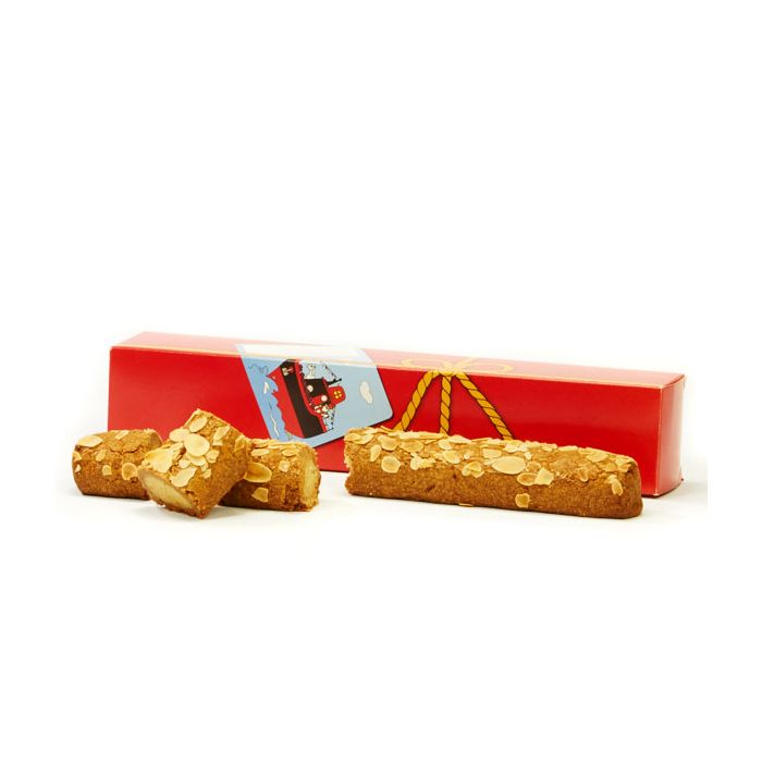 Gevulde speculaasstaaf in rode doos
