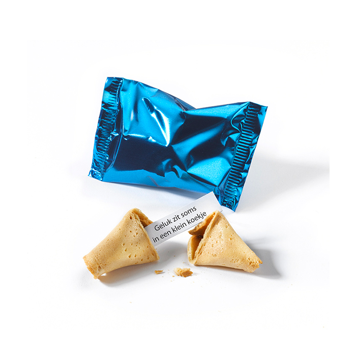 Fortune cookie met standaard spreuken - blauwe folie