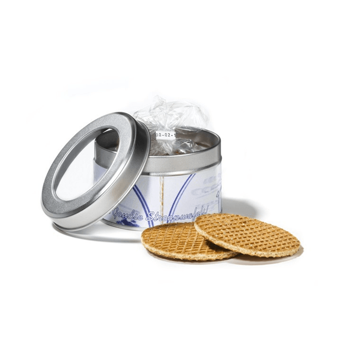 Stroopwafels in blikje met dichte deksel
