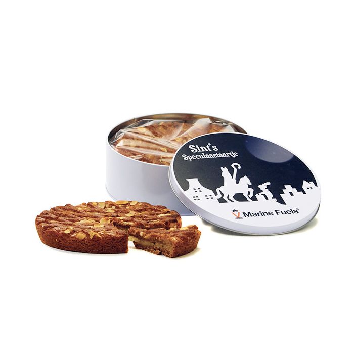 Sint's speculaastaartje in geschenkblik