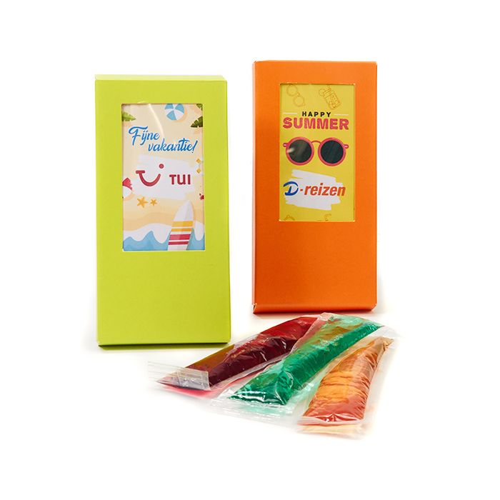 Ijslollies in geschenkverpakking met eigen kaart