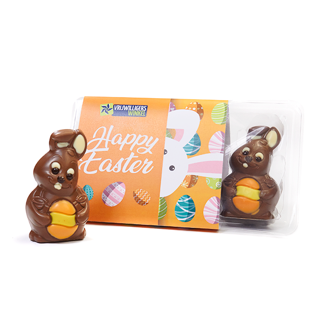 3 choco paashazen in geschenk blister